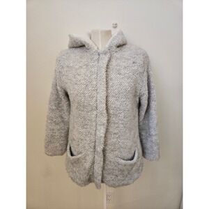 Zara‎ Girls 11-12 Gray Bouclé Teddy Hooded Coat Sherpa Lined